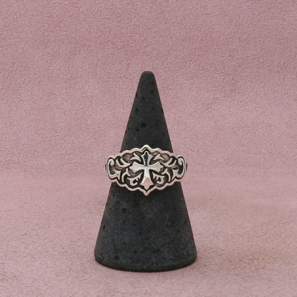 sterling silver scroll cross ring size 6.75